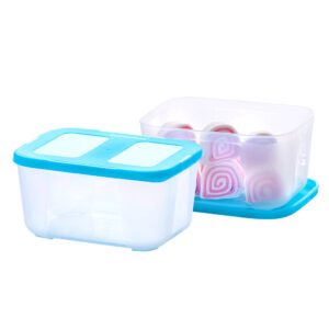 varmora | Air-Tight Plastic Freezer / Fridge Containers | Set of 2 | Transparent With Blue Lid | Food-Grade Material | Stackable Design | FDA Approved & BPA-Free | 800 ML
