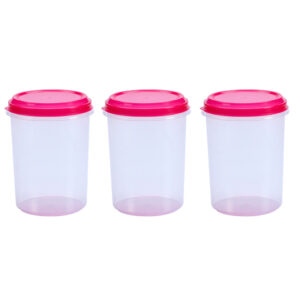 Varmora Glory | Transparent Plastic Kitchen Storage Containers | Set of 3 | 1 KG | Air-Tight Lid & BPA-Free | Food-Grade Material