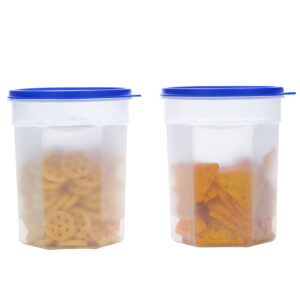 Varmora Magnum Hexa | Big Plastic Containers – 1.8 kg | Set of 2 | Air-Tight Lid | Trasparent | Food-Grade Plastic | BPA Free