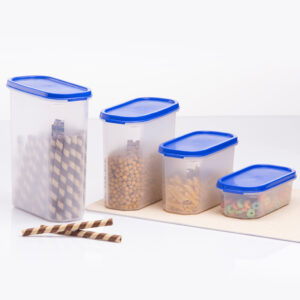 Varmora Magnum Oval | Plastic Kitchen Storage Containers | Transparent – Set Of 4 | Air- Tight Lids | 100% Food-Grade Material